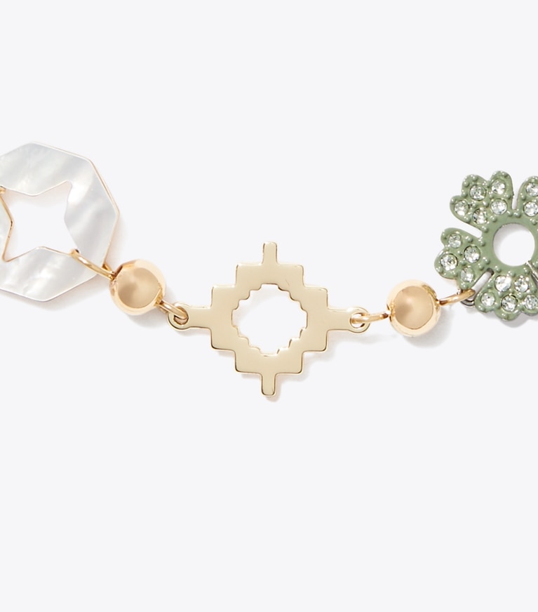 Tory Burch designer bracelets Forget Me Not Pavé Bracelet in Tory Gold / Multi detail