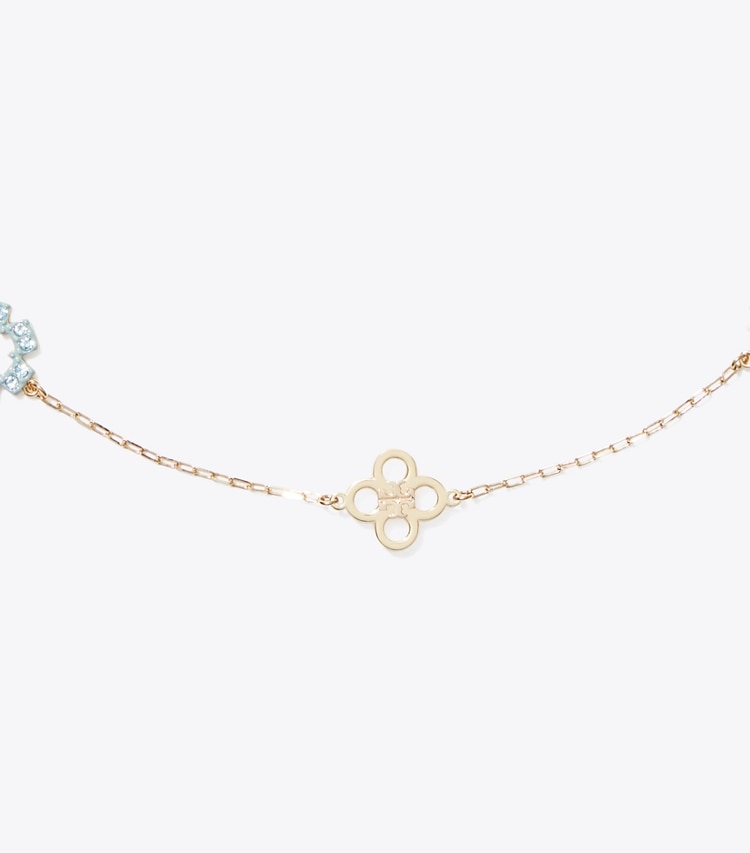Tory Burch designer necklaces Forget Me Not Pavé Necklace in Tory Gold / Multi detail