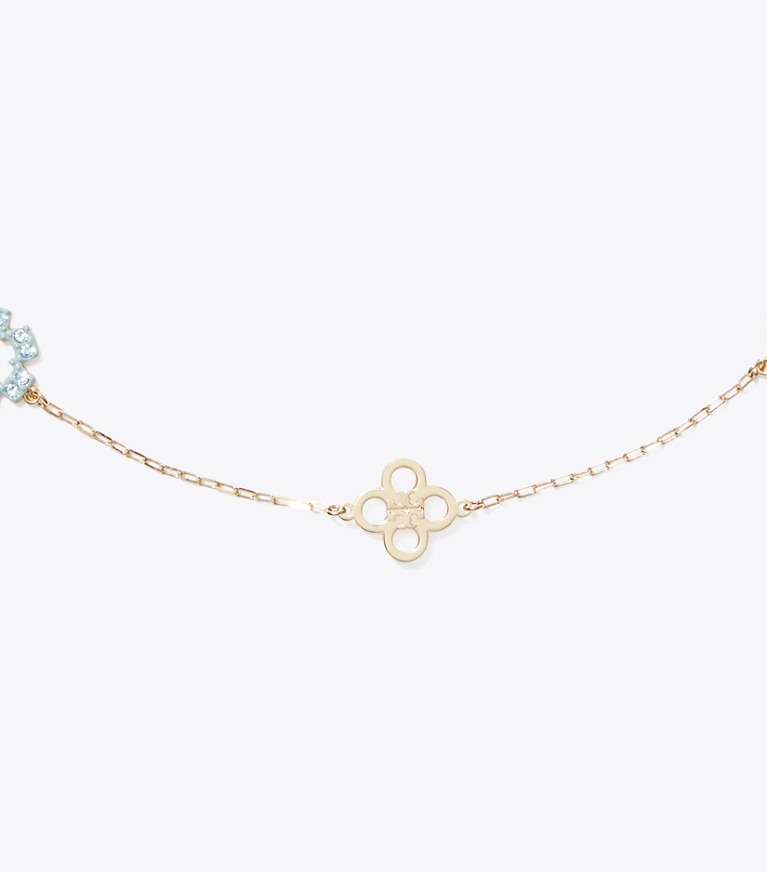 Tory Burch designer necklaces Forget Me Not Pavé Necklace in Tory Gold / Multi detail
