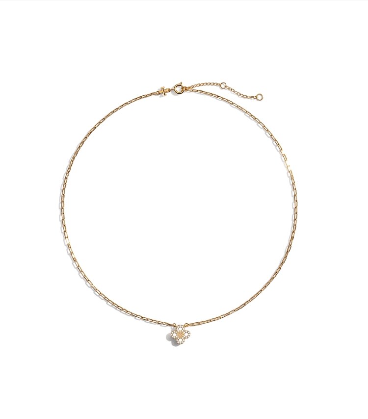 Tory Burch designer necklaces Forget Me Not Pavé Pendant Necklace in Tory Gold / Crystal additional