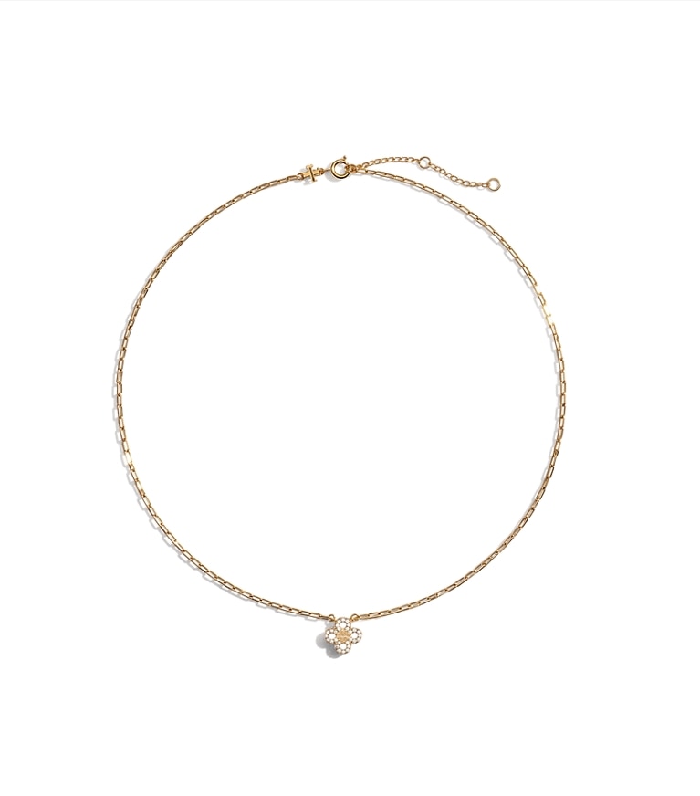 Tory Burch designer necklaces Forget Me Not Pavé Pendant Necklace in Tory Gold / Crystal additional