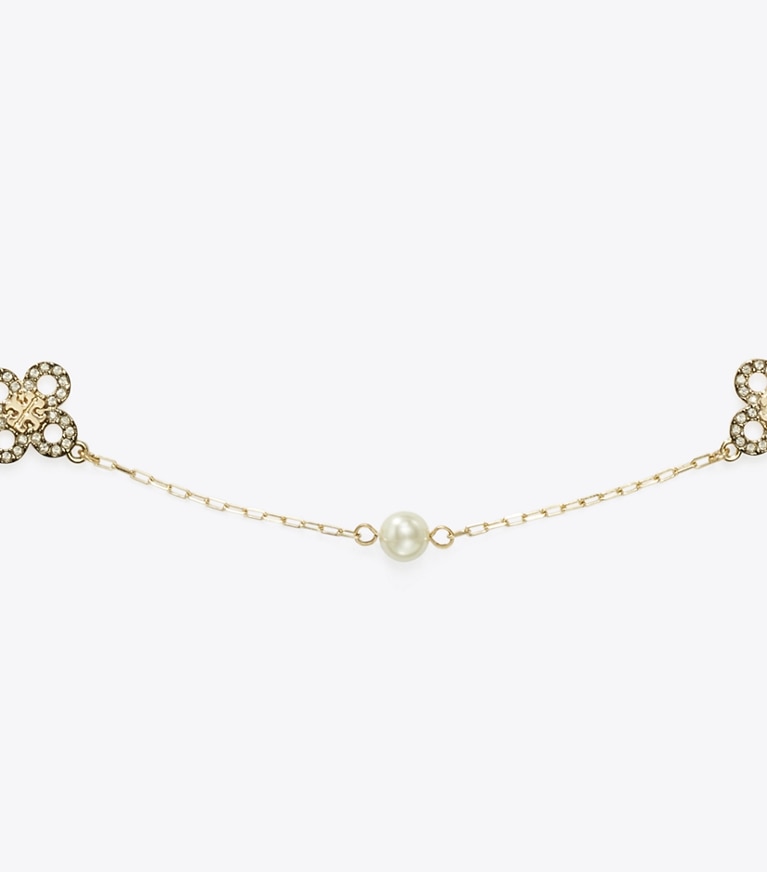 Tory Burch designer ネックレス キラ クローバー パール ネックレス in Tory Gold / Pearl / Crystal front