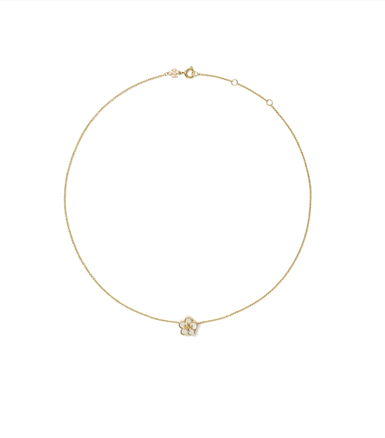 Tory Burch designer ネックレス フォーゲットミーノット フラワー ペンダント in Tory Gold / Mother of Pearl additional