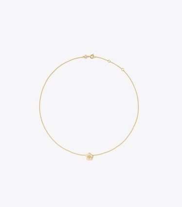 Tory Burch designer ネックレス フォーゲットミーノット エナメル フラワー ペンダント ネックレス in Tory Gold / New Ivory front