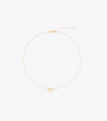 Tory Burch designer necklaces Forget Me Not Pendant Necklace in Tory Gold / Mother of Pearl front