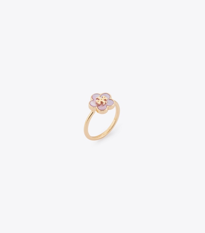 Tory Burch designer リング フォーゲットミーノット リング in Tory Gold / Pink angle