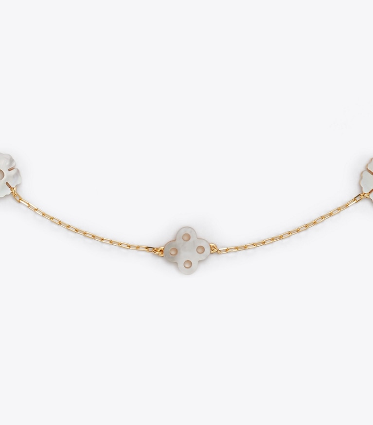 Tory Burch designer necklaces Forget Me Not Rosary Necklace in Tory Gold / Mother of Pearl detail