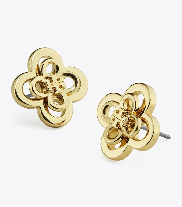 Tory Burch designer イヤリング＆ピアス キラ クローバー スタックスタッズ in Tory Gold ディテール