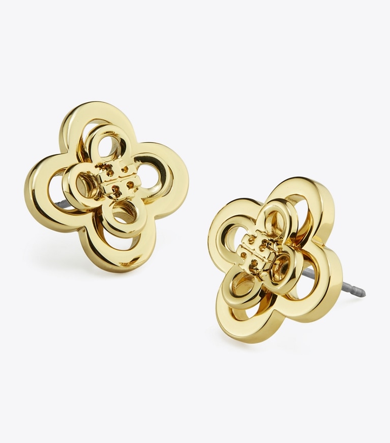 Tory Burch designer イヤリング＆ピアス キラ クローバー スタックスタッズ in Tory Gold front