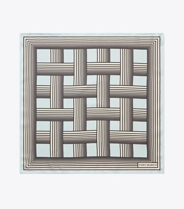 Tory Burch designer sciarpe Foulard a righe sfumate in Gradual Stripe Blue superiore