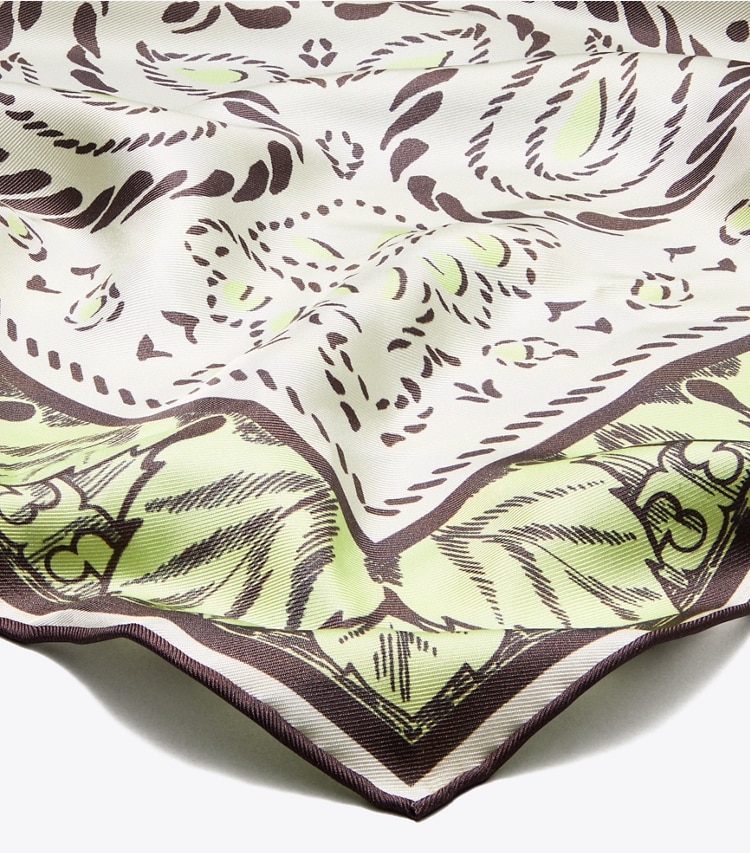 Tory Burch designer écharpes Foulard carré bandana oversize à motif cacatoès in Mint Cockatoo informations