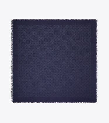 Tory Burch designer écharpes Foulard de voyage en jacquard T Monogram in Tory Navy dessus