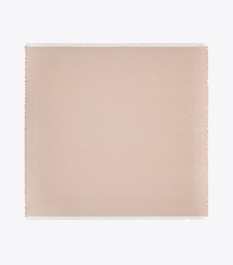 Tory Burch designer écharpes Foulard de voyage en jacquard T Monogram in Pink Frost dessus