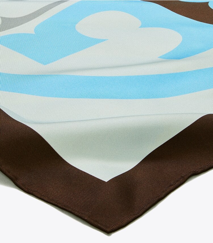 Tory Burch designer sciarpe Foulard in seta con logo color-block in Color Block Logo Blue dettaglio