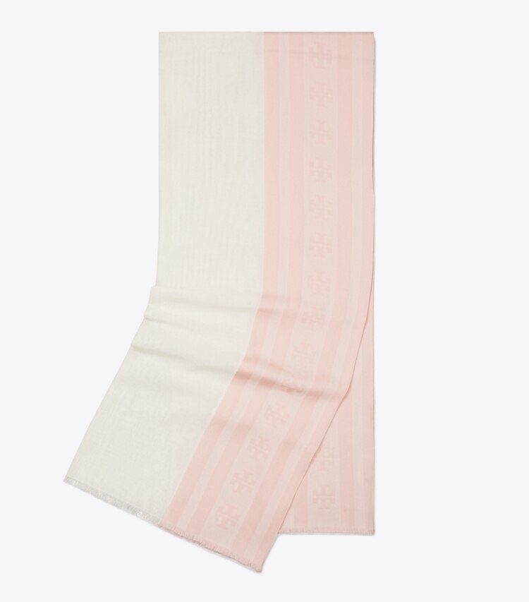 Tory Burch designer sciarpe Foulard lungo a righe con logo in Pink folded