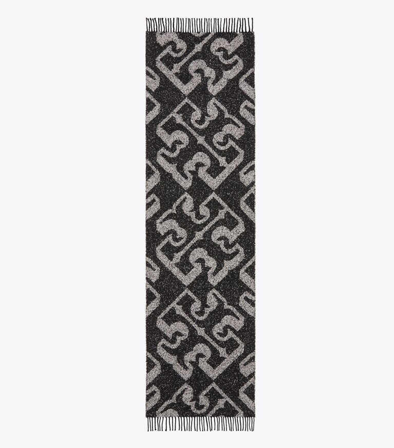 Tory Burch designer sciarpe Foulard lungo con logo 3D in 3D Logo Oblong Black superiore
