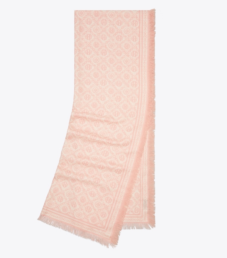 Tory Burch designer sciarpe Foulard lungo floreale T Monogram in Pink T Monogram folded