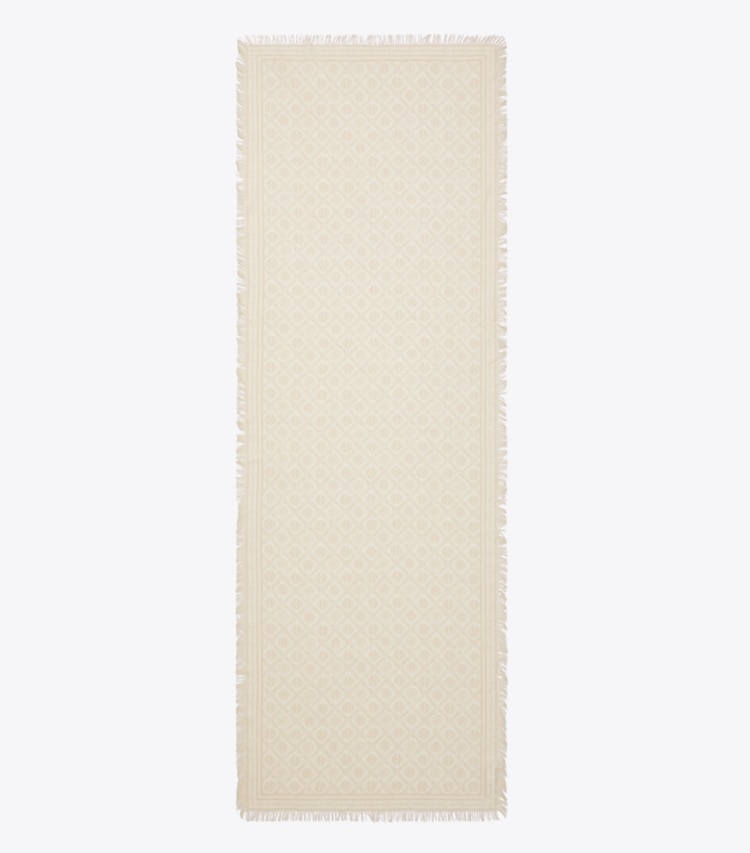 Tory Burch designer sciarpe Foulard lungo floreale T Monogram in Ivory T Monogram superiore