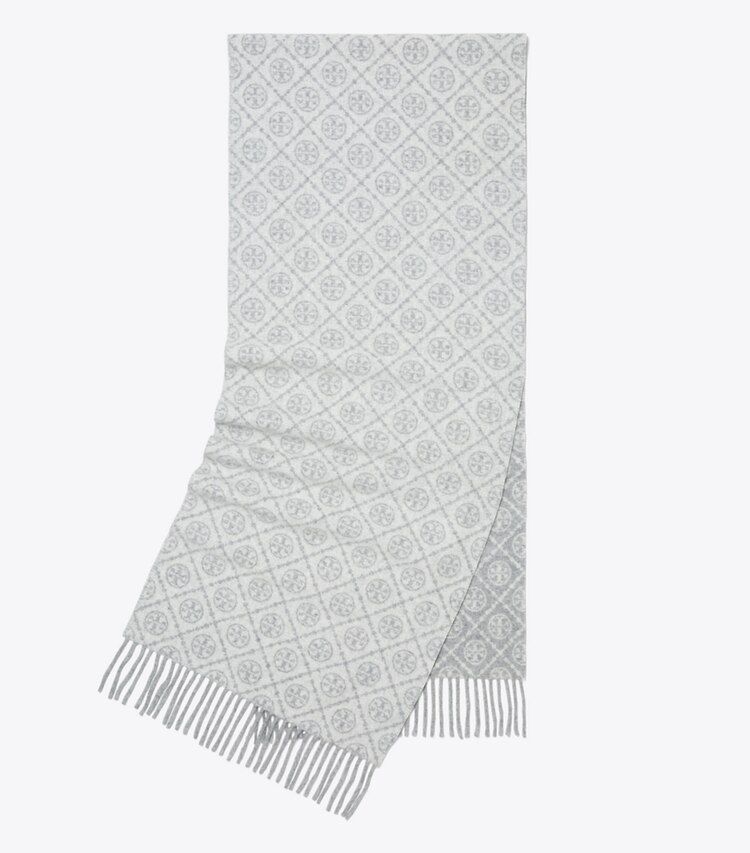 Tory Burch designer sciarpe Foulard lungo T Monogram in Gray folded