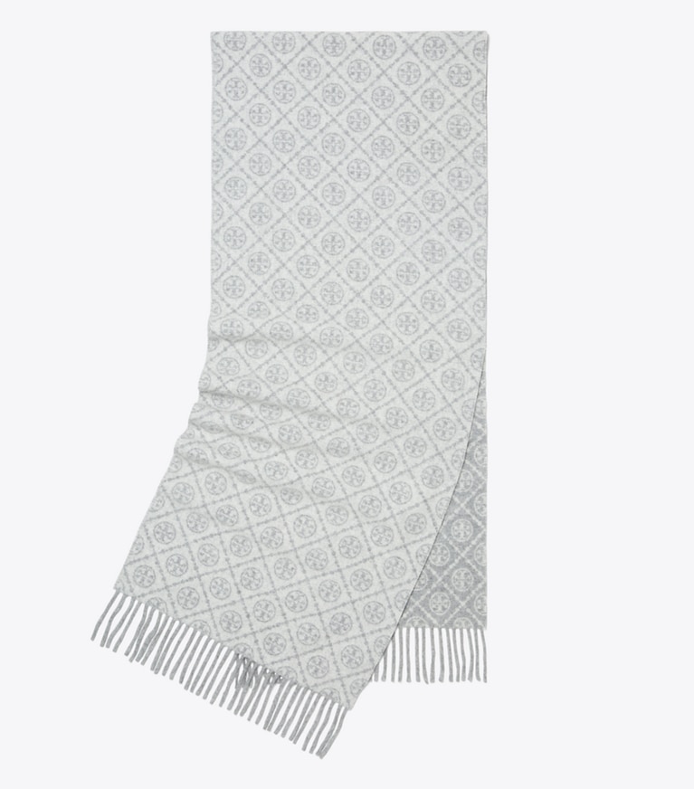 Tory Burch designer sciarpe Foulard lungo T Monogram in Gray superiore