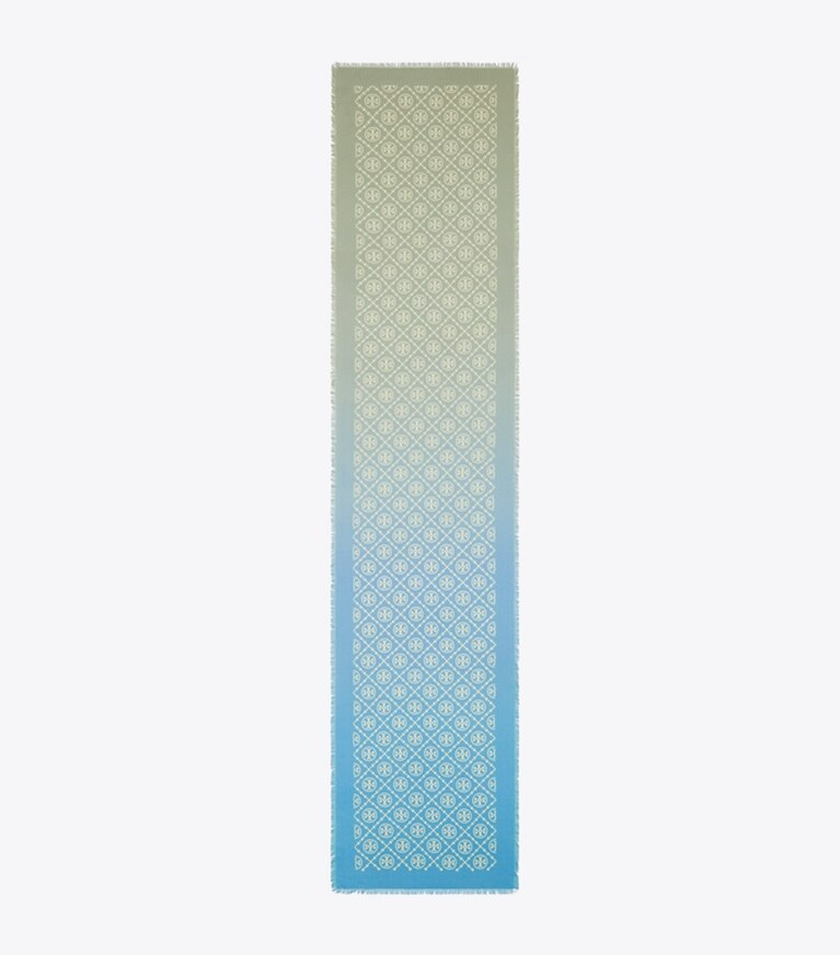 Tory Burch designer sciarpe Foulard lungo T Monogram in Blue superiore