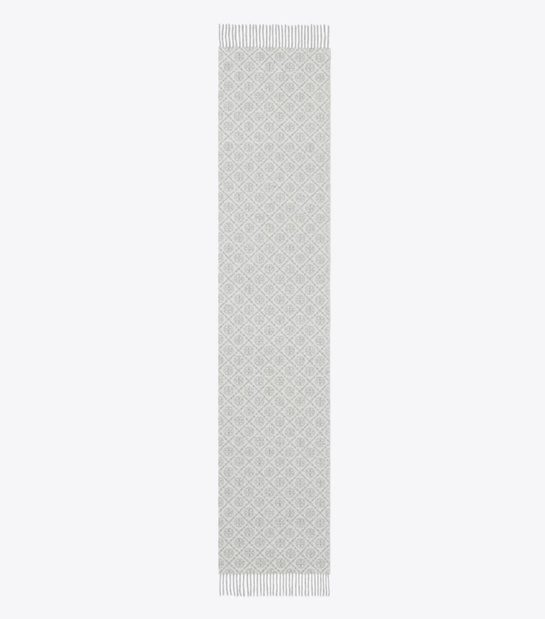 Tory Burch designer sciarpe Foulard lungo T Monogram in Gray superiore