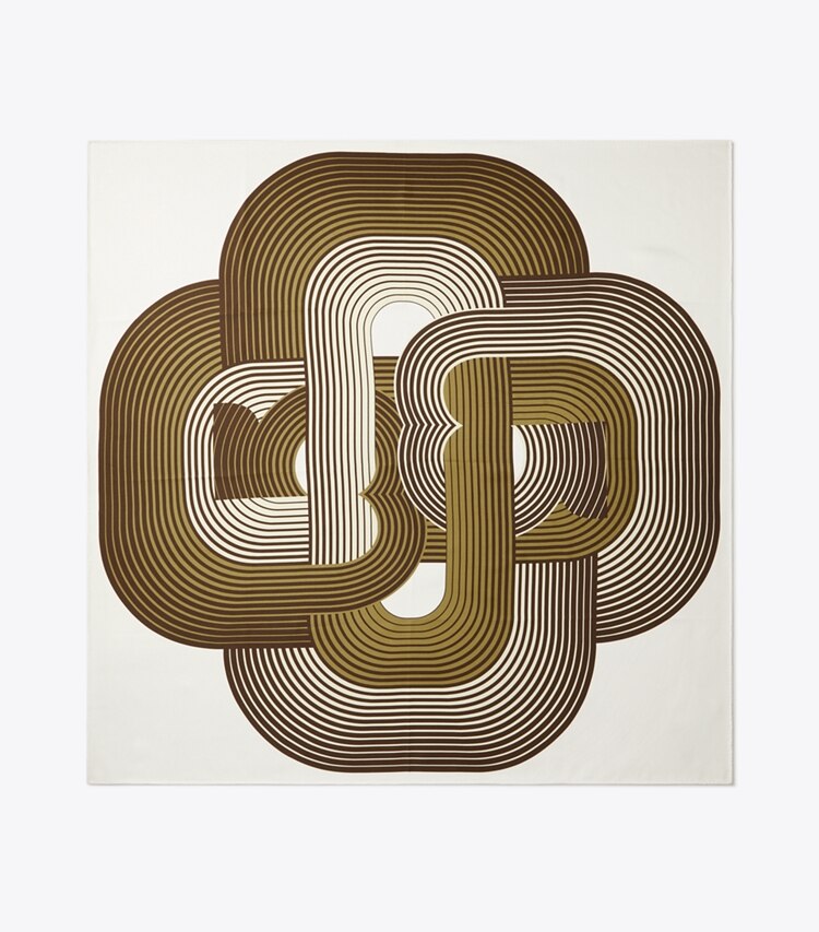 Tory Burch designer sciarpe Foulard quadrato in seta Infinite T in Brown superiore