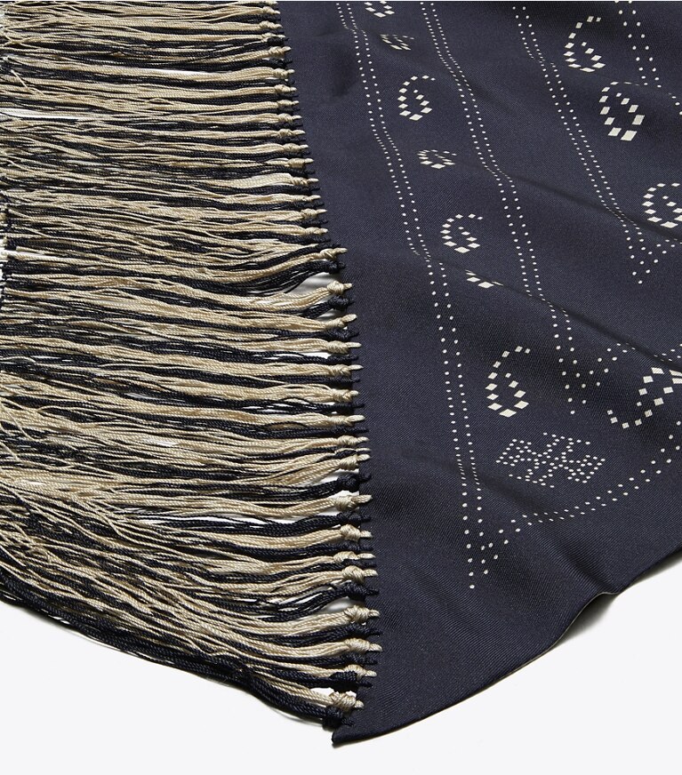 Tory Burch designer écharpes Foulard triangulaire en soie in Navy dessus