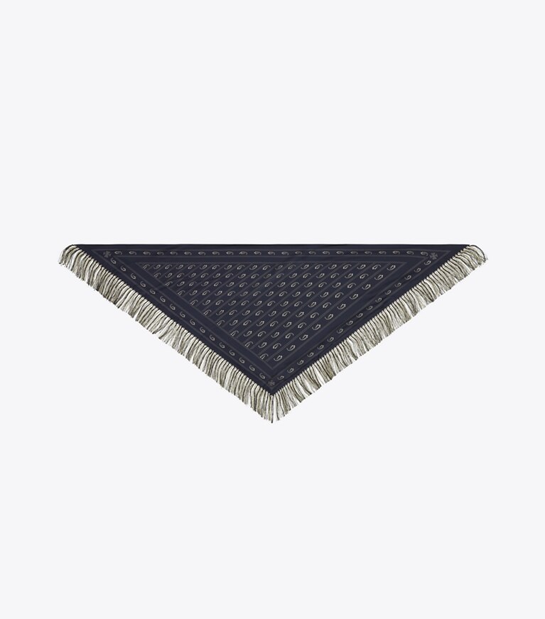 Tory Burch designer écharpes Foulard triangulaire en soie in Navy dessus