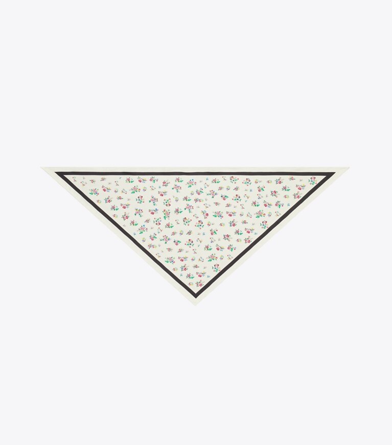 Tory Burch designer écharpes Foulard triangulaire en soie in Ditsy Floral Ivory dessus