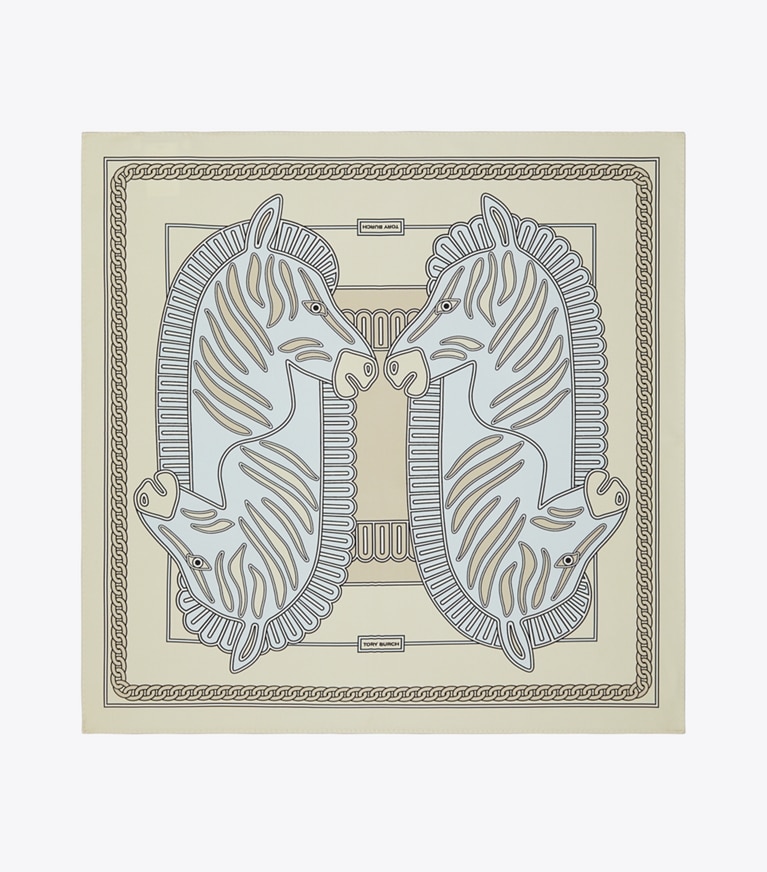 Tory Burch designer sciarpe Foulard Zebra in Light Blue Zebra Scarf superiore