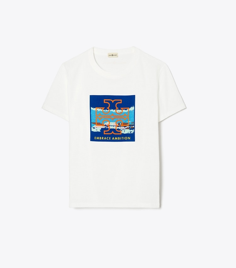Tory Sport designer tops Foundation Summit T-Shirt in Snow White / Lapis front