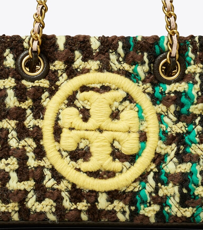 Tory Burch designer sacs à bandoulière Fourre-tout à chaîne mini Fleming en tweed souple dans Multi détails