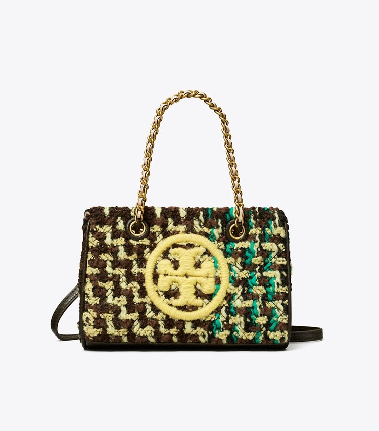 Tory Burch designer sacs à bandoulière Fourre-tout à chaîne mini Fleming en tweed souple dans Multi de face