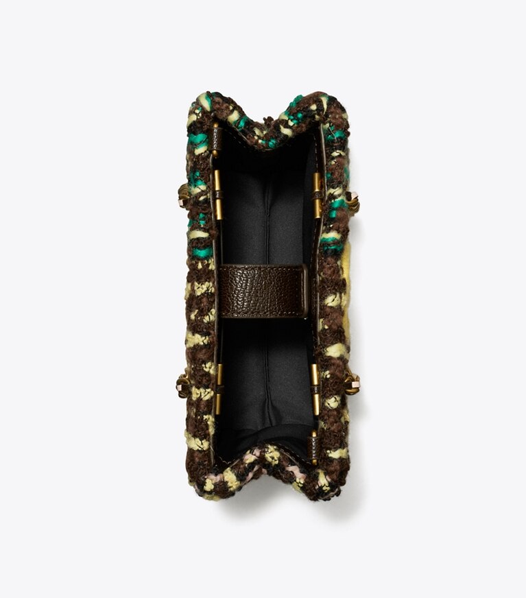 Tory Burch designer sacs à bandoulière Fourre-tout à chaîne mini Fleming en tweed souple dans Multi vue du dessus