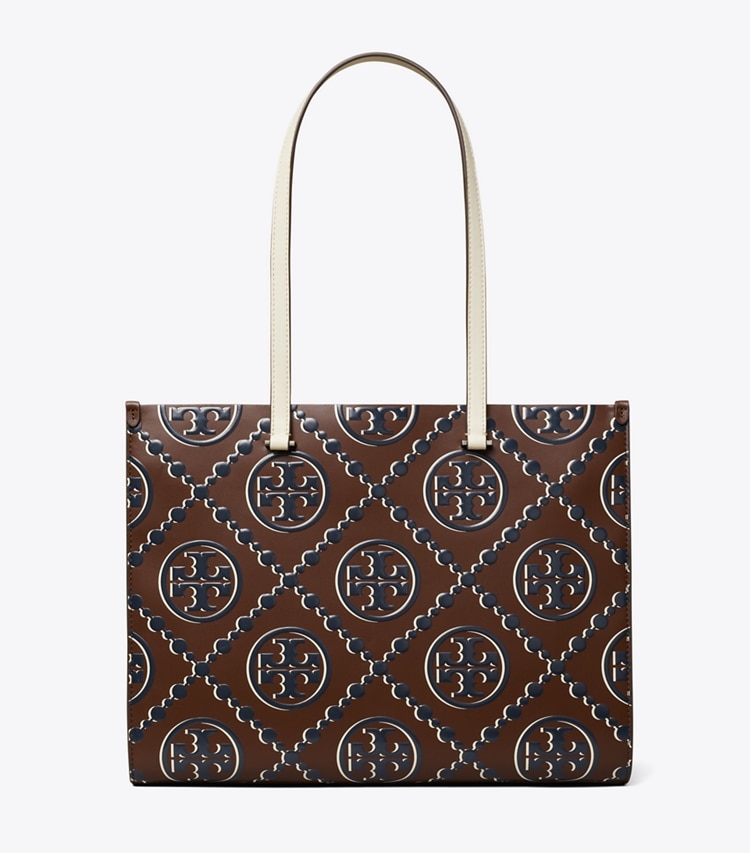 Tory Burch designer cabas Fourre-tout à T Monogram embossé contrastant dans Tory Navy / John Coco retour