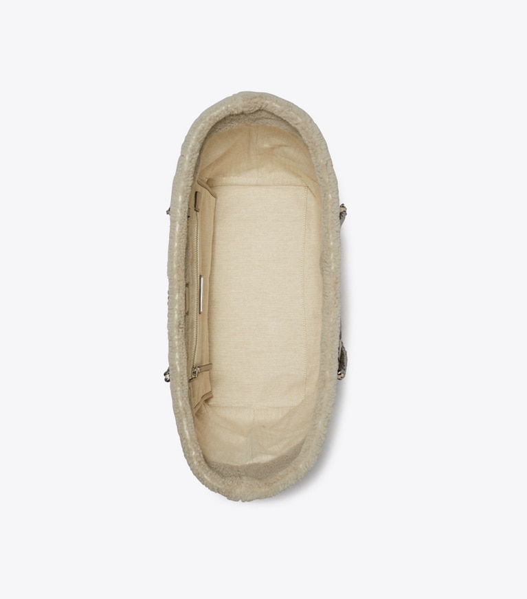 Tory Burch designer cabas Fourre-tout Ella Chain en rason dans Cotton Grey vue du dessus