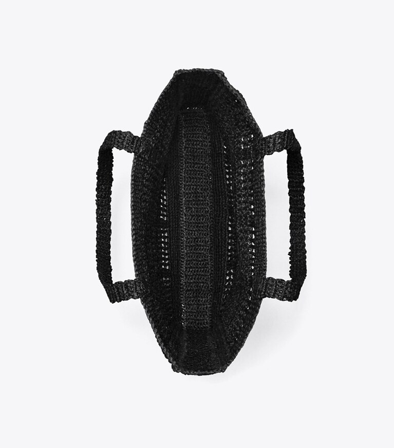 Tory Burch designer cabas Fourre-tout Ella crocheté à la main dans Black vue du dessus