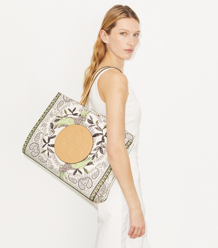 Tory Burch designer cabas Fourre-tout Ella imprimé dans Mint Cockatoo accessoire sur le modèle