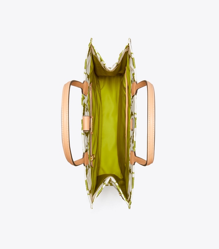 Tory Burch designer cabas Fourre-tout Ella imprimé dans Green Bold Flower vue du dessus
