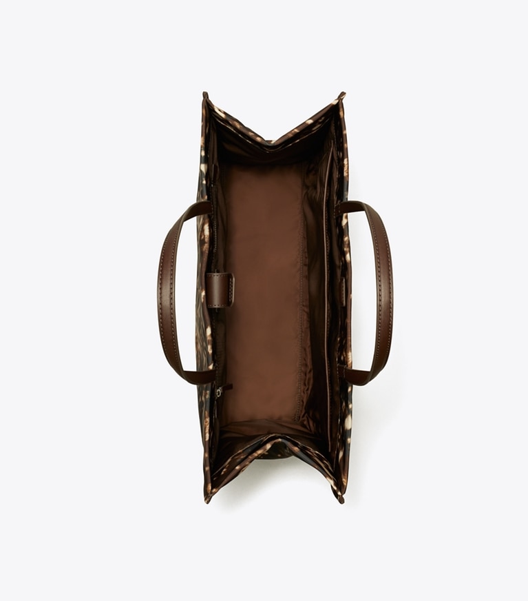 Tory Burch designer cabas Fourre-tout imprimé Ella dans Fall Fawn vue du dessus