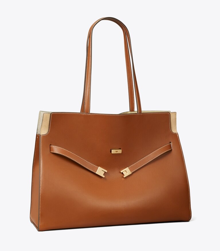 Tory Burch designer cabas Fourre-tout Lee Radziwill dans Aged Tan angle