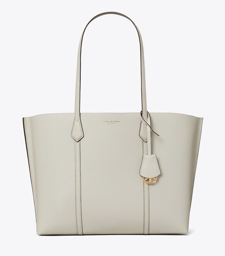 Tory Burch designer cabas Fourre-tout Perry à trois compartiments Perry dans Feather Gray de face