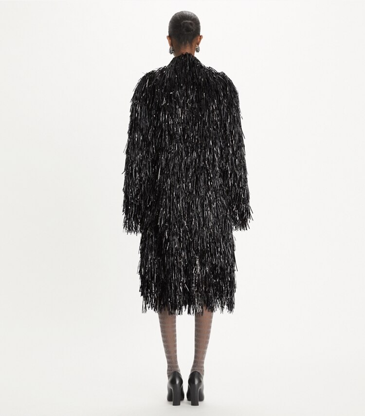 Tory Burch designer mäntel Fransenmantel in Black on model back