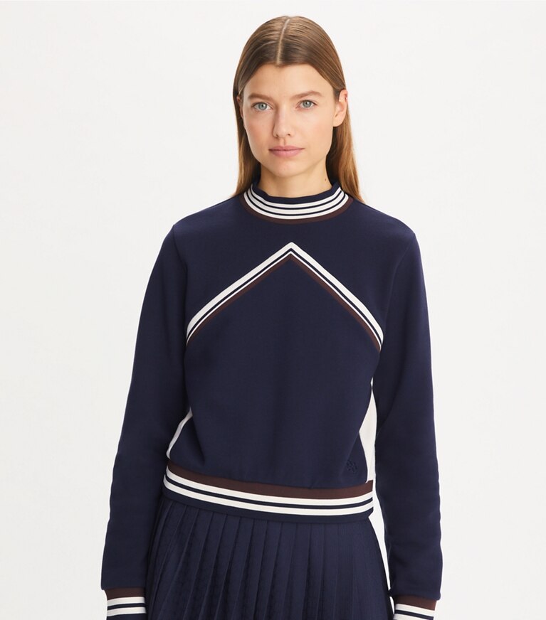 French Terry Chevron Crew: Women's Designer Sweaters | Tory
