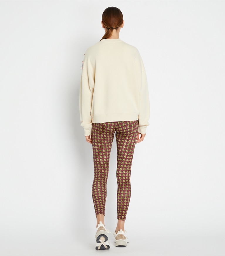 Tory Sport designer sweaters French Terry Chevron Crewneck in Sesame front