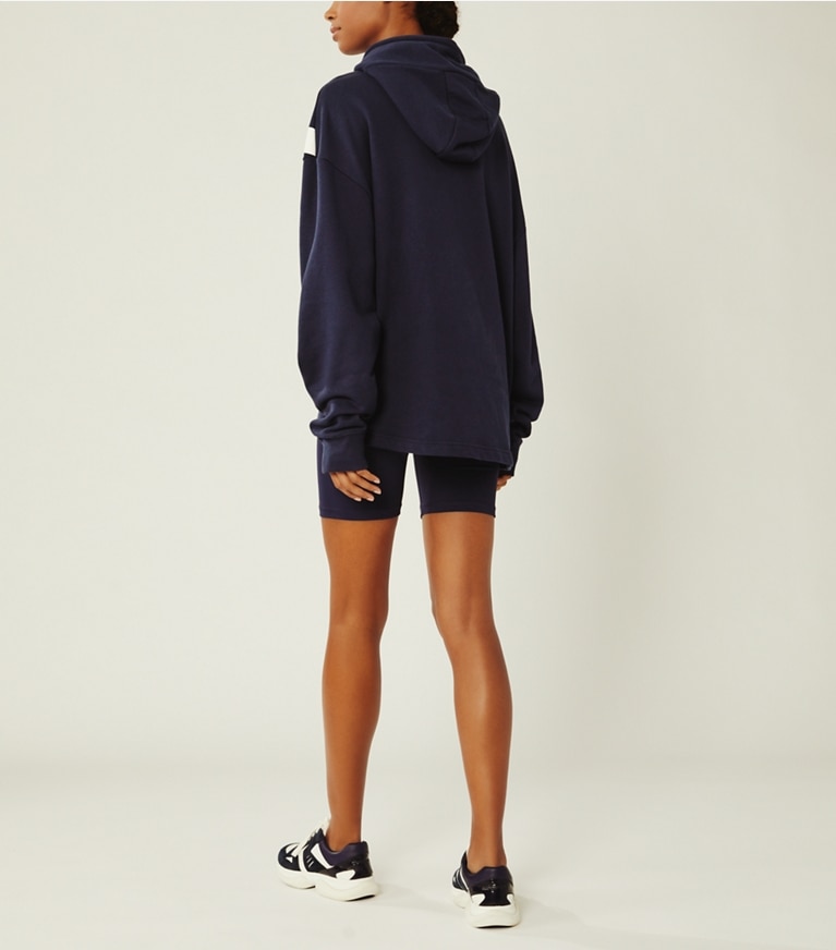 Tory Sport designer sweaters French Terry Chevron Hoodie in Tory Navy front