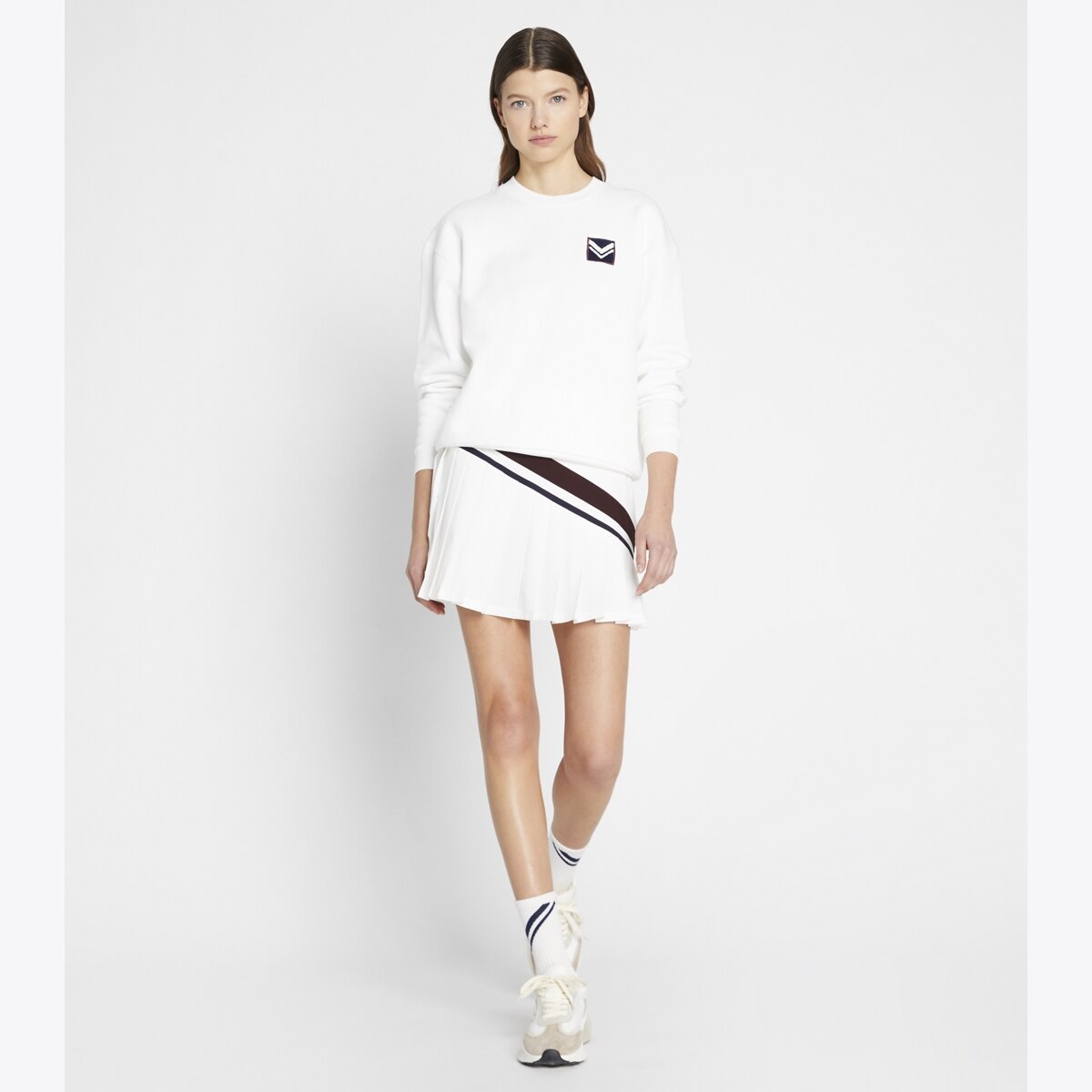 French Terry Chevron Patch Crew: Women's Designer Sweaters