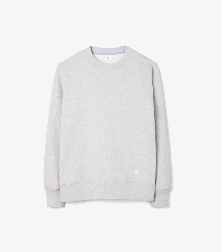 Tory Sport designer sweaters French Terry Crew in Medium Grey Heather front