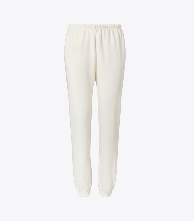 Tory Sport designer bottoms French Terry Cropped Sweatpant in Ivory White front